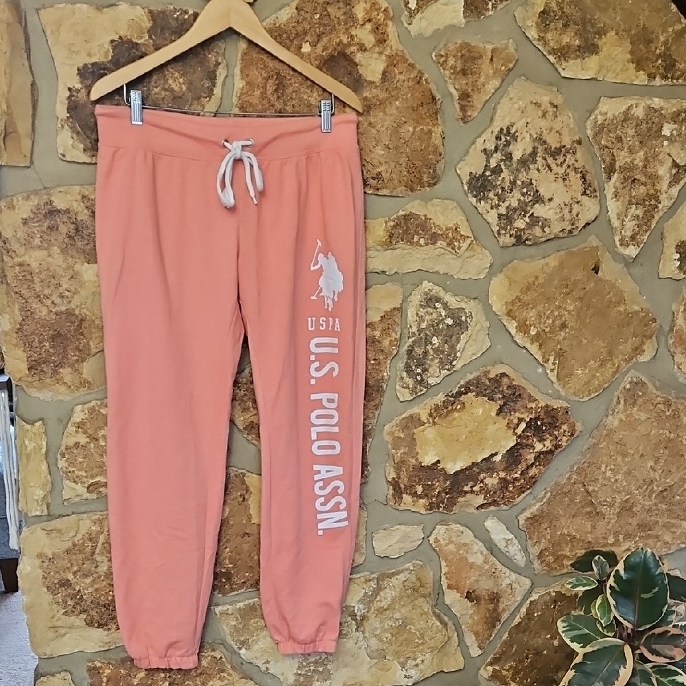 U.S. Polo Assn. Coral Pink Drawstring ‎ Joggers Sz L